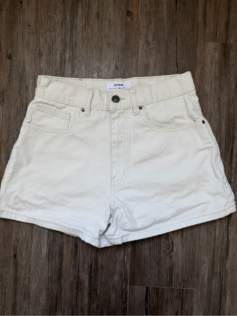 Cotton On Women's Off-White High-Rise Denim Shorts